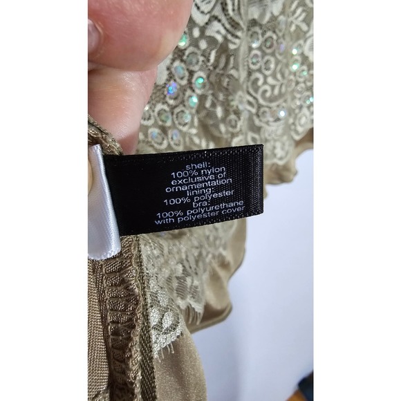 Vintage The Limited Padded Bra Top, Y2K, green, lace and sequin details - Picture 5 of 12